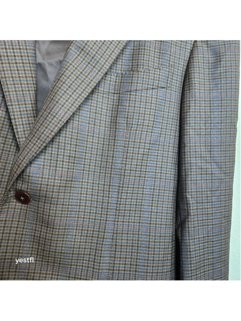 Men's Ermenegildo Zegna Milano Plaid wool Sport Coat, Brown and Blue us 42 Short